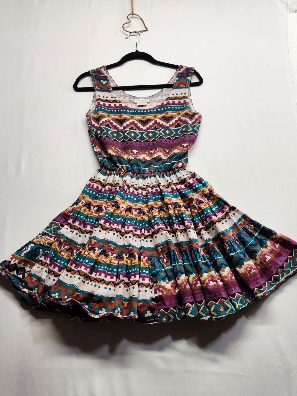 ⭐️Vintage Frederick's of Hollywood Southwestern Festival Dress Aztec Tiered 9/10